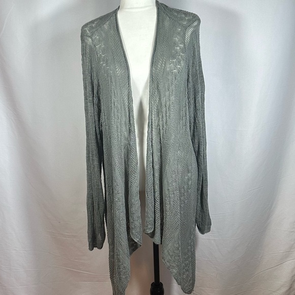 Torrid Sage Green Asymmetrical Pointelle Cardigan - Picture 1 of 10